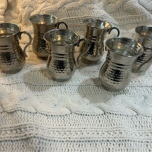 Set of Six Silver Hammered Cups